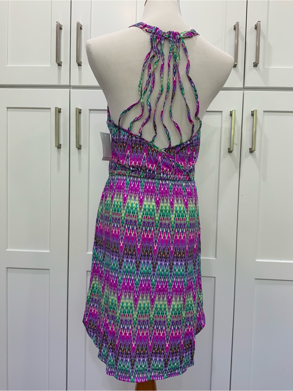 Kenneth Cole Reaction Pink, Green & Purple Printed Racerback Dress - Picture 4 of 7
